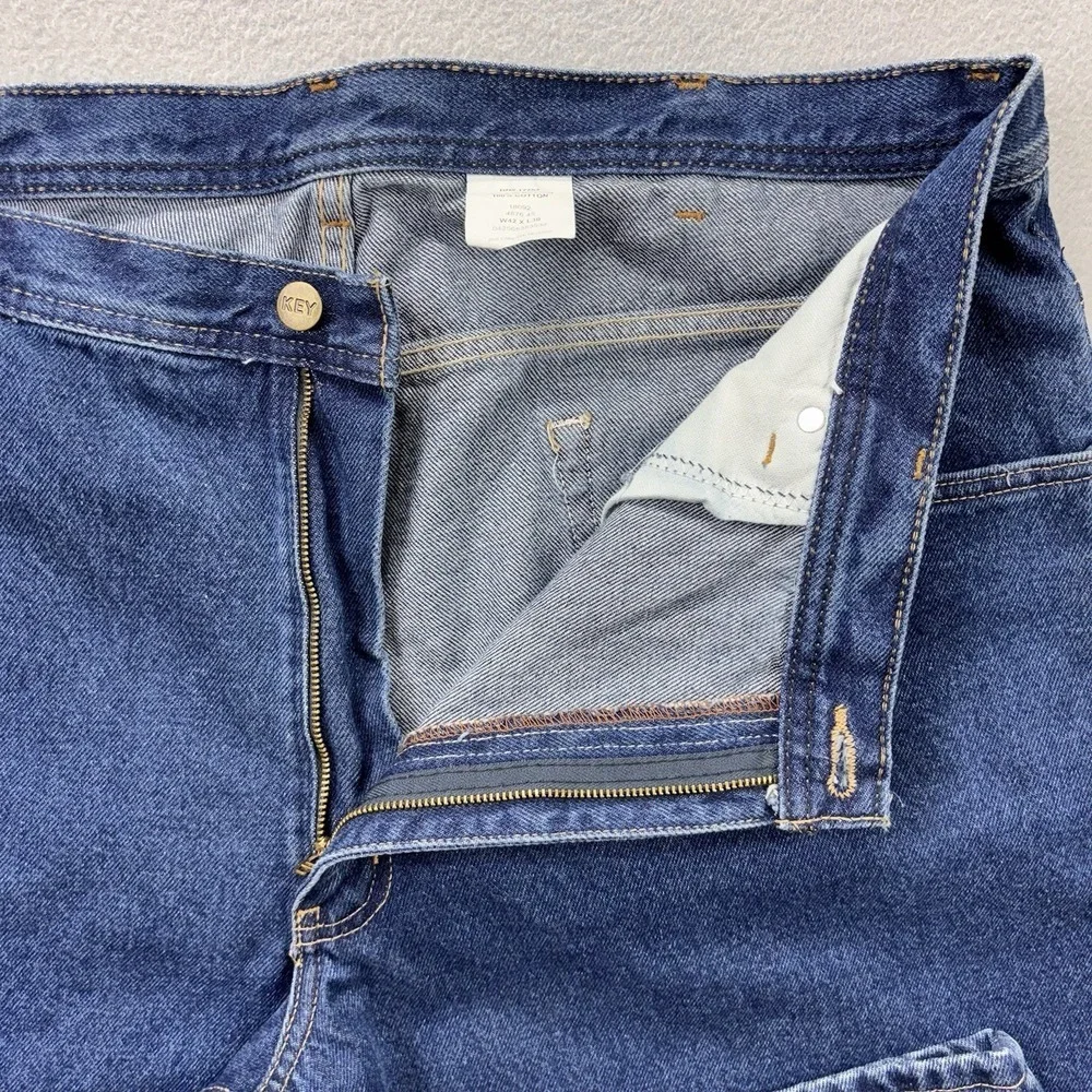 Key Jeans Mens 42x30 Boot Cut Relaxed Fit 5 Pocket Blue Denim Workwear‎ NEW
